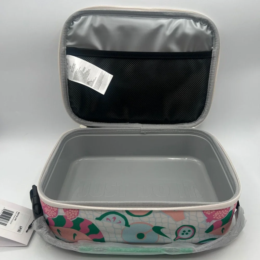 NWT Nike Hard Shell Lunch Box Sail Stadium Green Fruit Print back 2 school